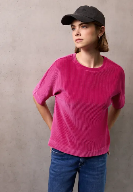 Cord T-Shirt dark candy pink