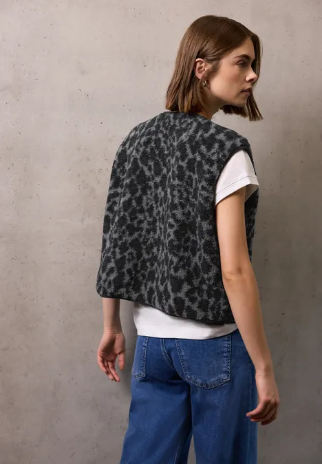 Teddy Weste mit Leo Muster industrial grey