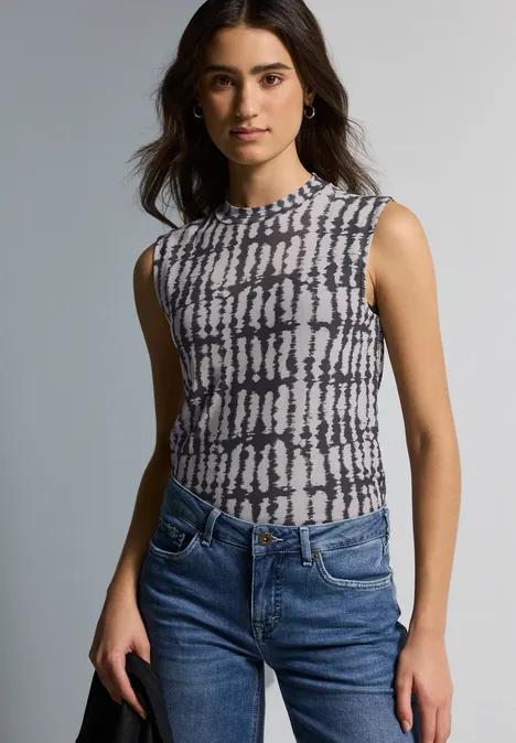 Gemustertes Mesh-Top Black