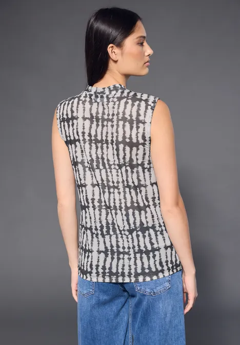 Gemustertes Mesh-Top Black