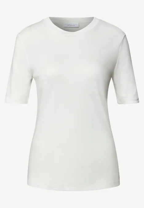 Basic Kurzarmshirt off white