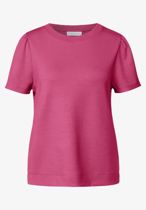 Shirt mit gerafften Ärmeln dark candy pink