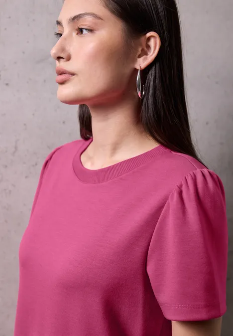 Shirt mit gerafften Ärmeln dark candy pink