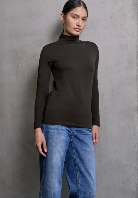 Turtleneck Shirt dark auburn brown