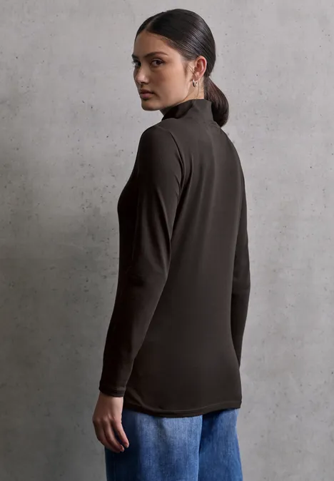 Turtleneck Shirt dark auburn brown