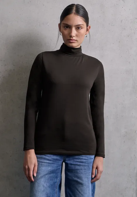 Turtleneck Shirt dark auburn brown