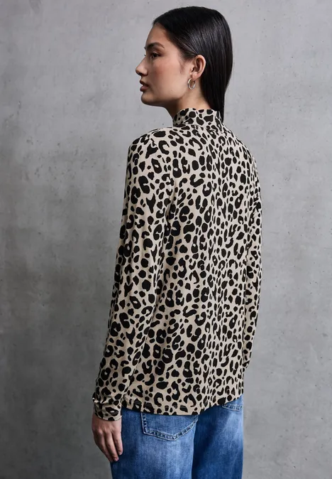 Jersey shirt met leopatroon null