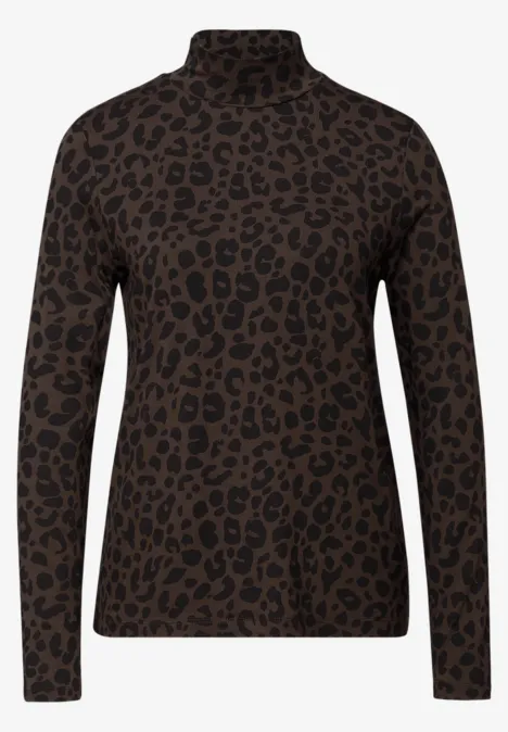 Jerseyshirt mit Leo-Muster dark auburn brown