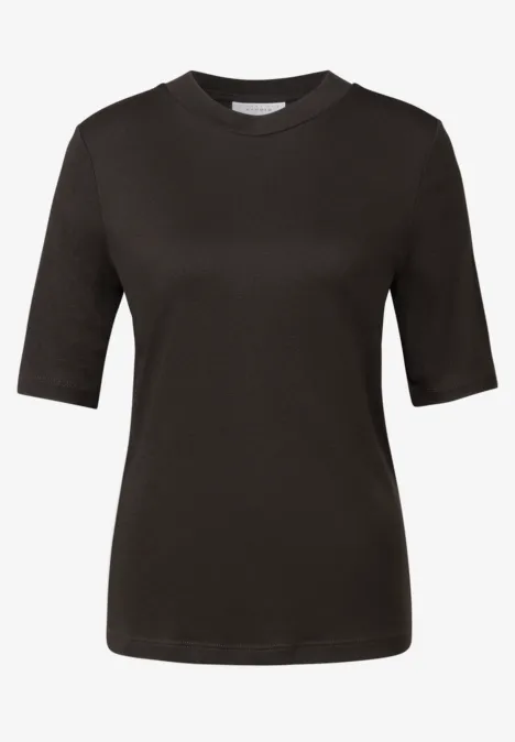 Basic shirt met korte mouwen dark auburn brown