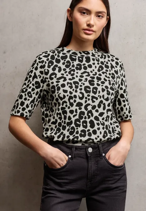 Gedessineerd shirt met korte mouwen null