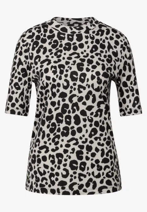Gemustertes Kurzarmshirt morn beige