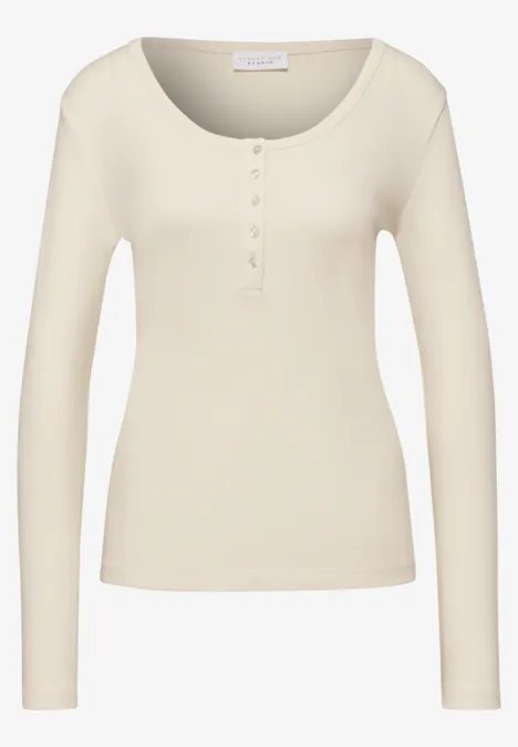 T-shirt à côtes avec détail de boutons soft beige