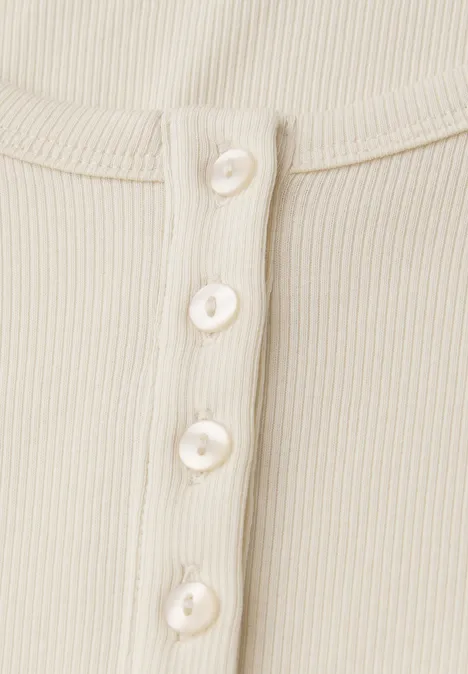 T-shirt à côtes avec détail de boutons soft beige