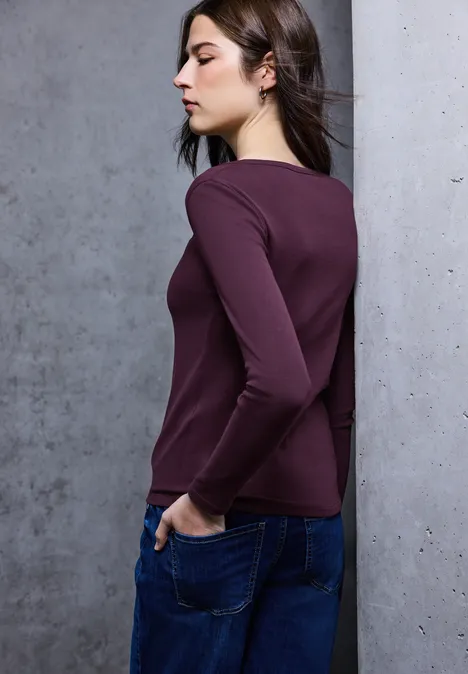 T-shirt à côtes avec détail de boutons null