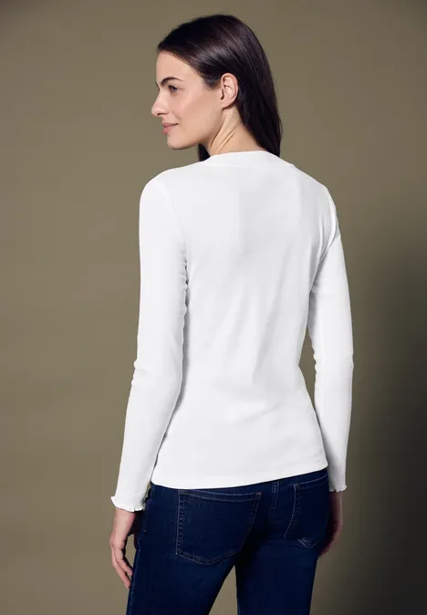 Rippshirt mit Rundhals White