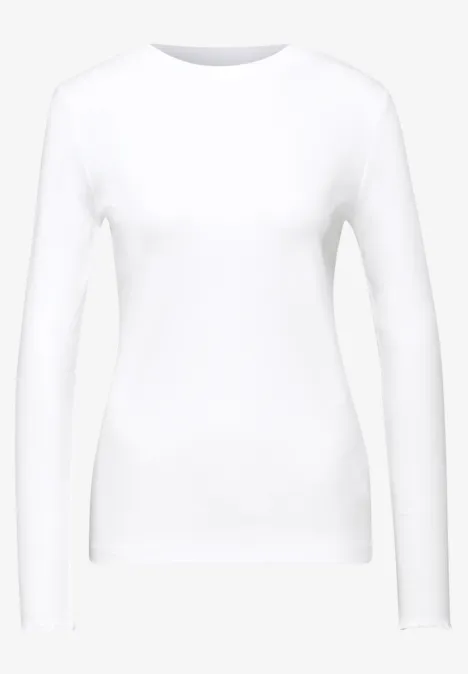 Rippshirt mit Rundhals White