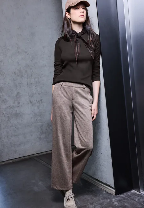 Rippshirt mit Rundhals dark auburn brown
