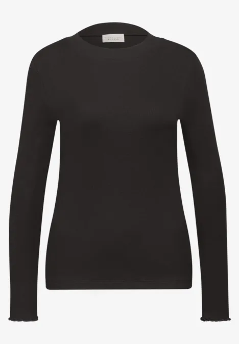 Rippshirt mit Rundhals dark auburn brown