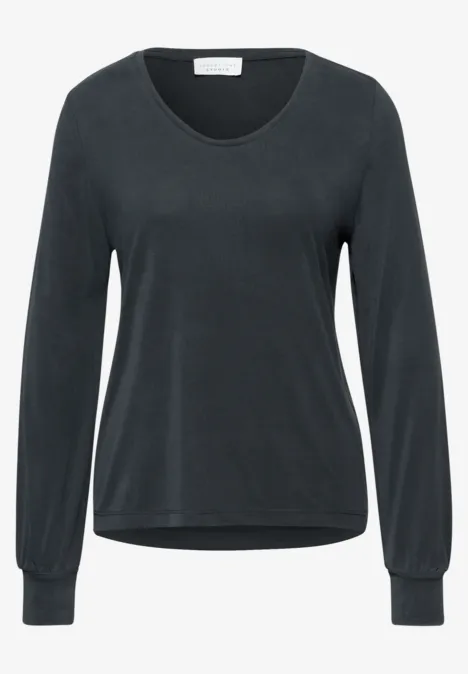 Silk-Look V-Neck Shirt Black