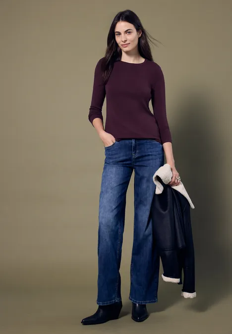 Basic Langarmshirt royal plum