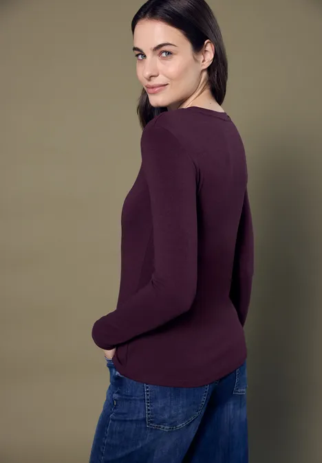 Basic Langarmshirt royal plum