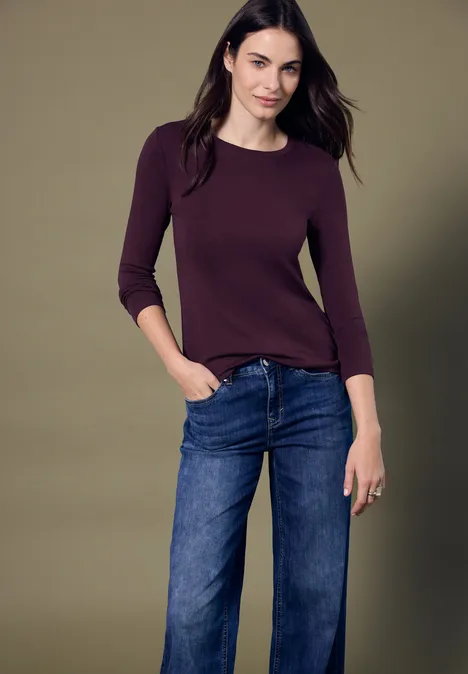 Basic Langarmshirt royal plum