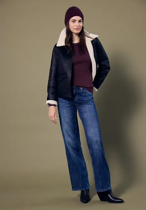 Basic Langarmshirt royal plum