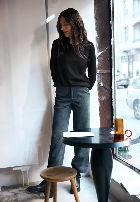 Shirt mit Raffung Black Shirt mit Raffung Black