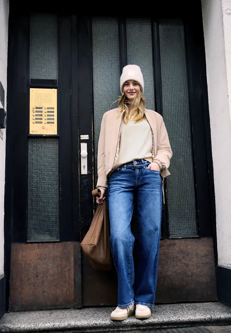 Shirt mit Raffung soft beige