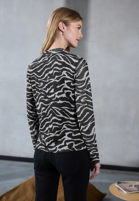 Shirt van mesh met patroon flint grey