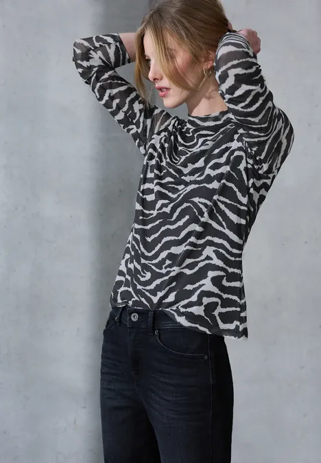 Shirt van mesh met patroon flint grey