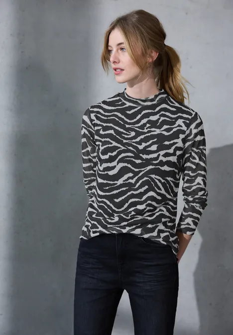 Shirt van mesh met patroon flint grey