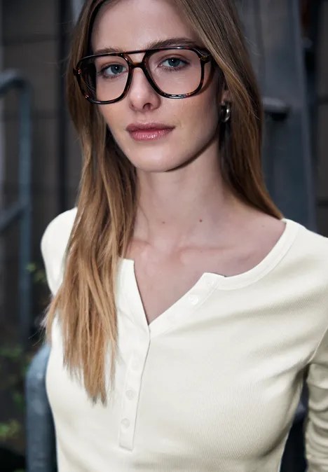 T-shirt à côtes avec boutons off white