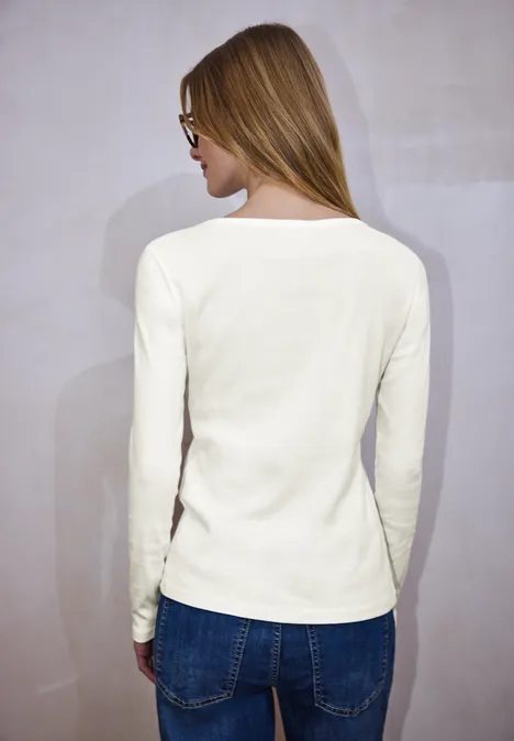 T-shirt à côtes avec boutons off white