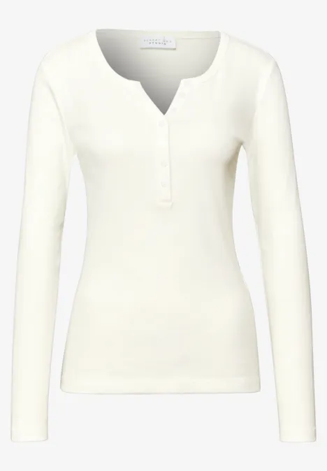 T-shirt à côtes avec boutons off white