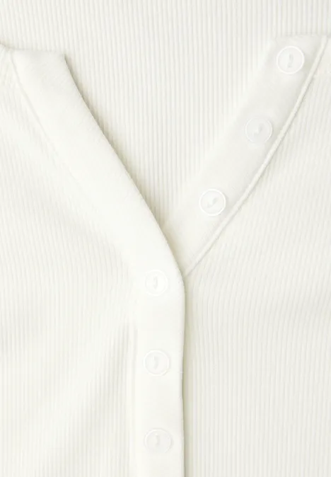 T-shirt à côtes avec boutons off white