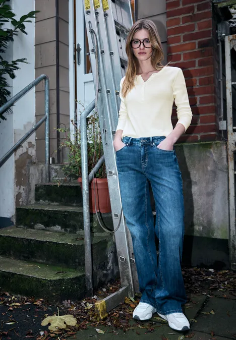 T-shirt à côtes avec boutons off white