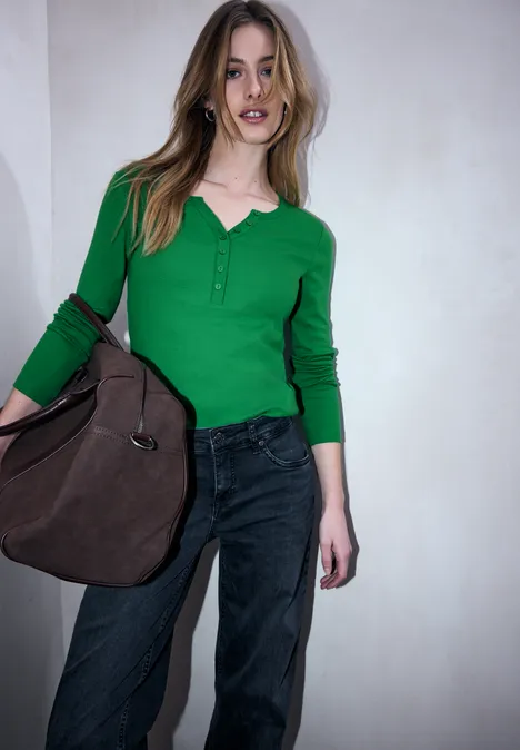 T-shirt à côtes avec boutons null