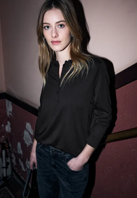 Langarmshirt mit Rüschen Black