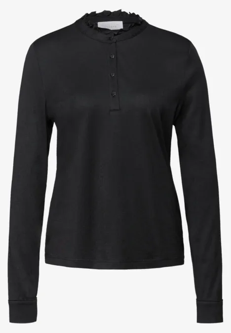 Shirt met lange mouwen en ruches Black