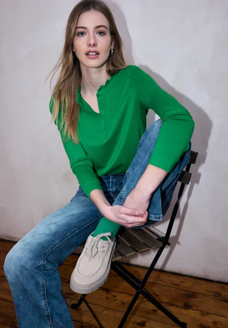 Langarmshirt mit Rüschen bold green