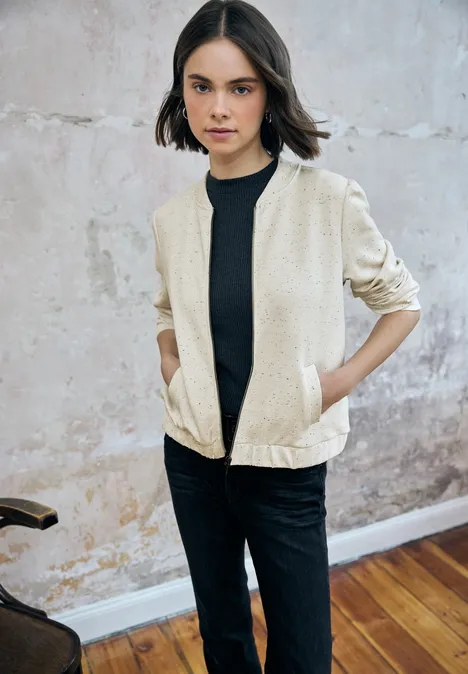 Melange-Look Jacke soft beige
