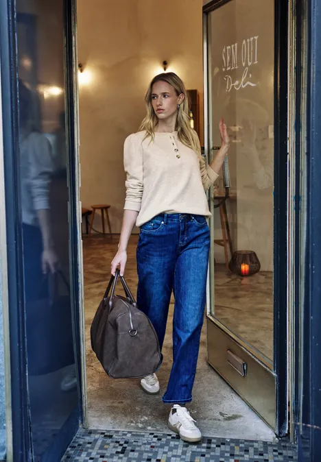 Shirt mit Knopfleiste buffed beige mel.