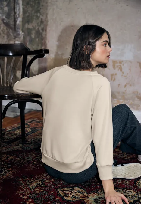 Softes Shirt mit Rippdetails soft beige