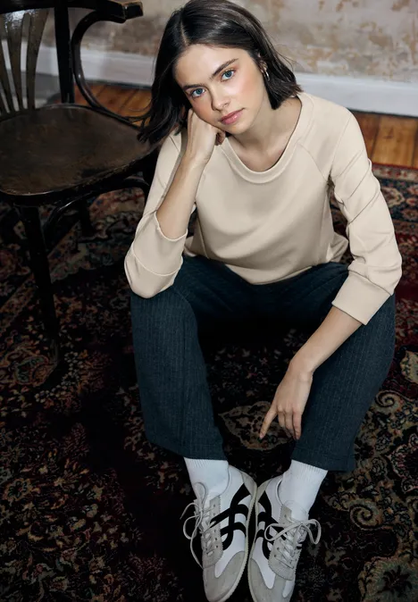 Softes Shirt mit Rippdetails soft beige