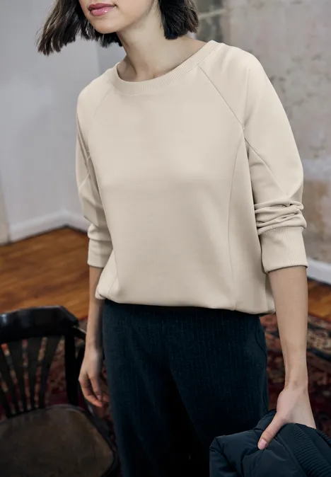 Softes Shirt mit Rippdetails soft beige