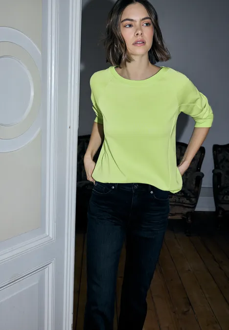 Softes Shirt mit Rippdetails flare green