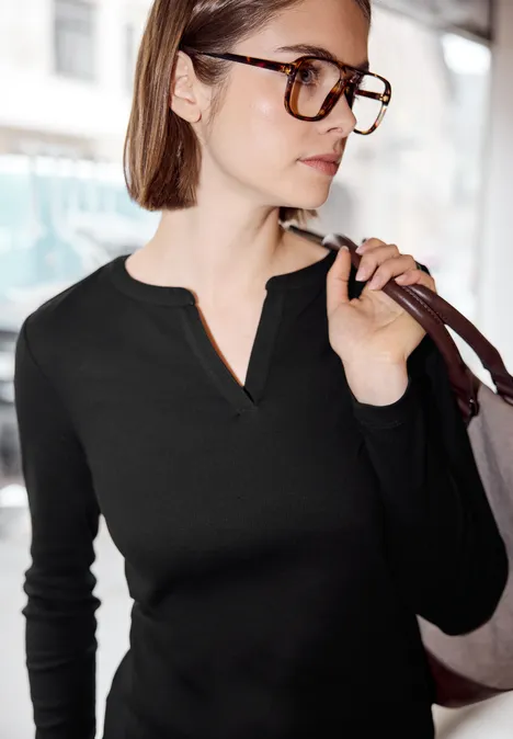 Rippstrukturshirt Black