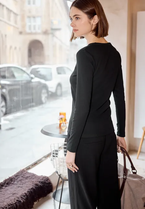 Rippstrukturshirt Black