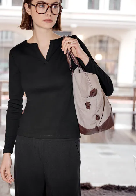 Rippstrukturshirt Black